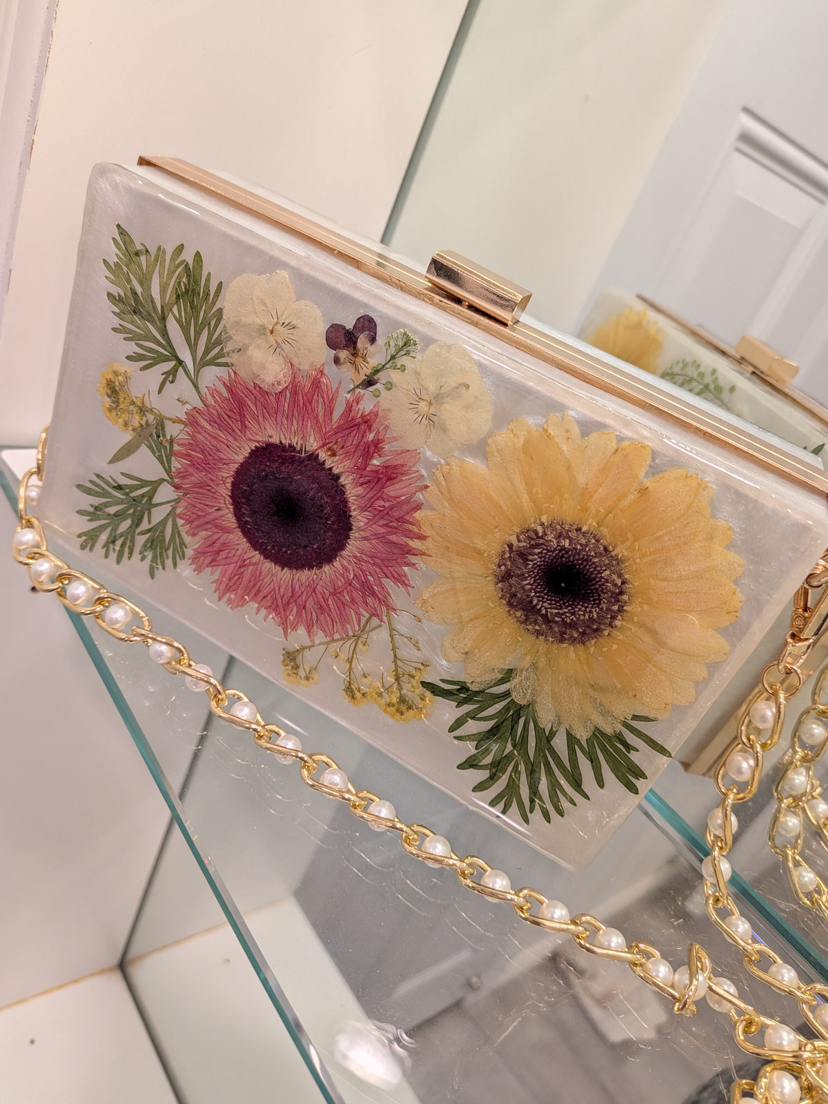 Yellow Gerber Daisy Resin Clutch